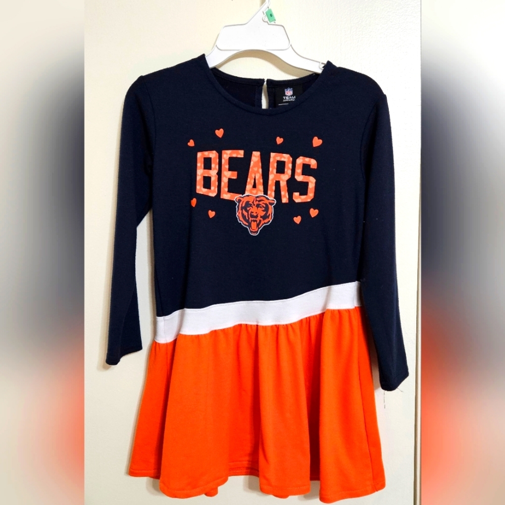 Girl's Chicago Bears Navy/Orange Heart to Heart Jersey Tri-Blend dress